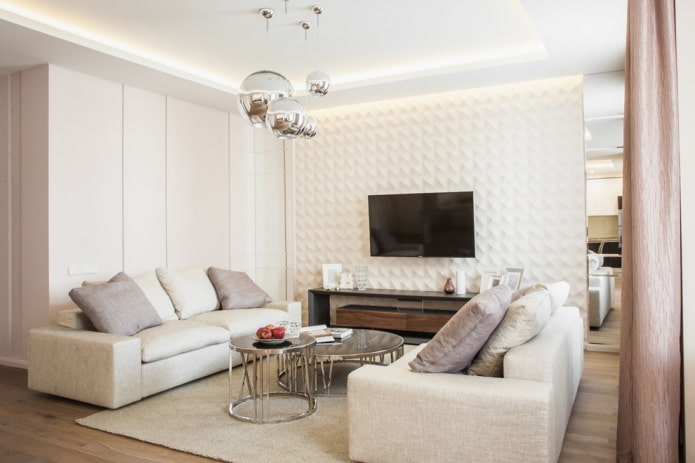 disposición de muebles en una sala de estar de 16 m²