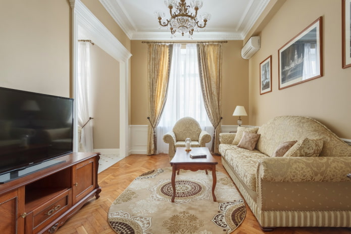 sala de estar de 18 metros cuadrados en un Estilo clásico