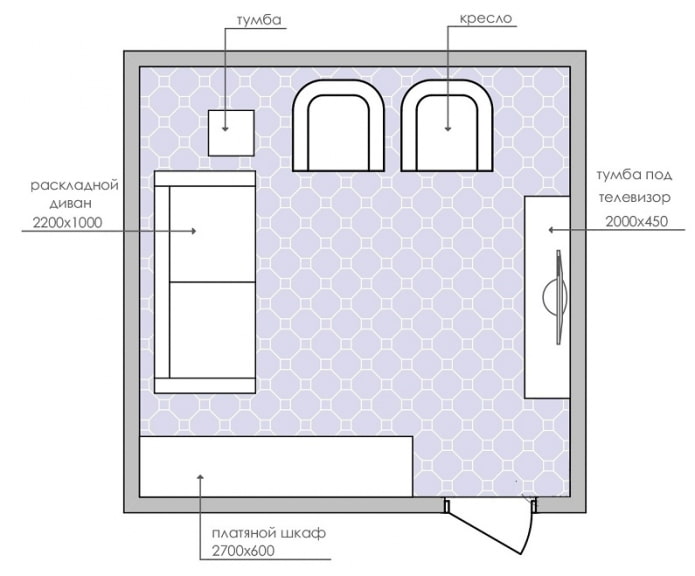 diseño de sala de estar rectangular