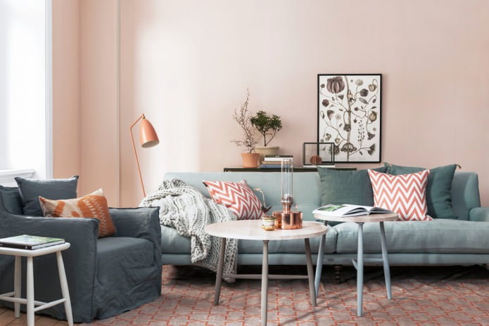 Interior gris y rosa