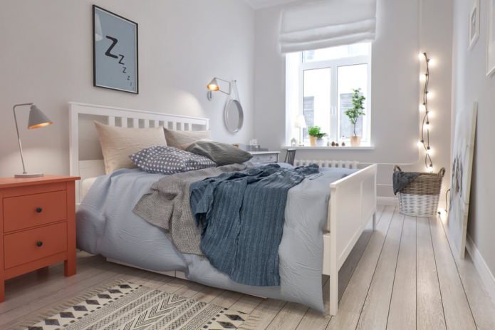 dormitorio en el proyecto de diseño de un apartamento de 100 m2.