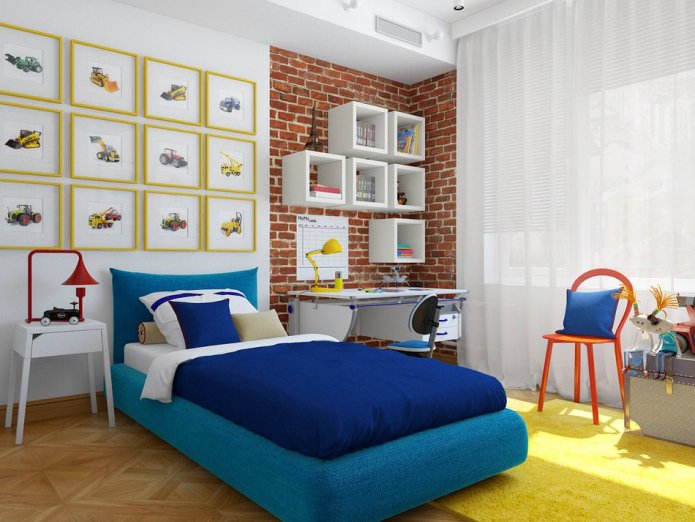 Cortinas blancas en la habitación de un adolescente