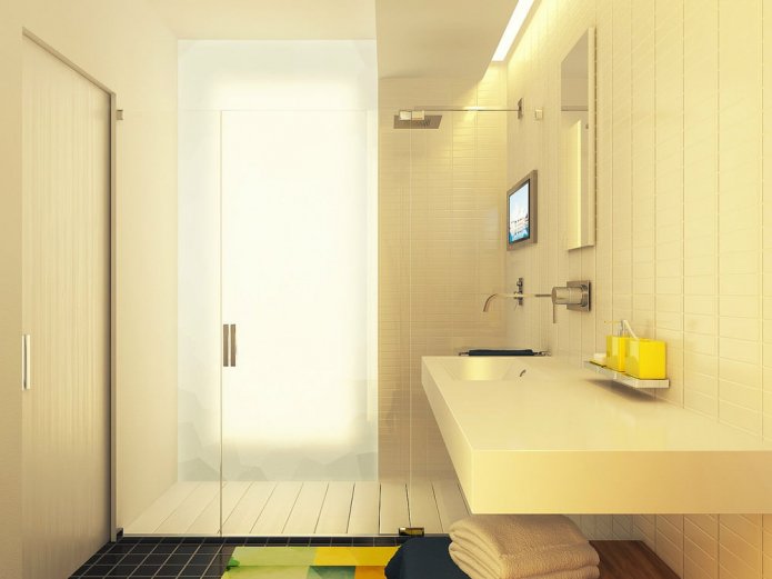 baño en el proyecto de diseño de un estudio de 29 m2.