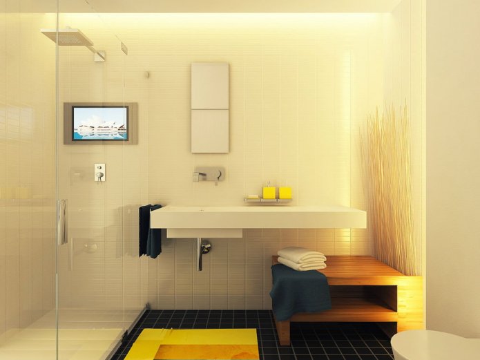 baño en el proyecto de diseño de un estudio de 29 m2.