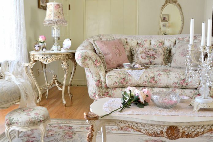 sala de estar en estilo shabby chic