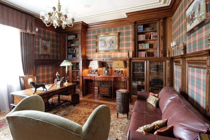 interior de un estudio de estilo inglés