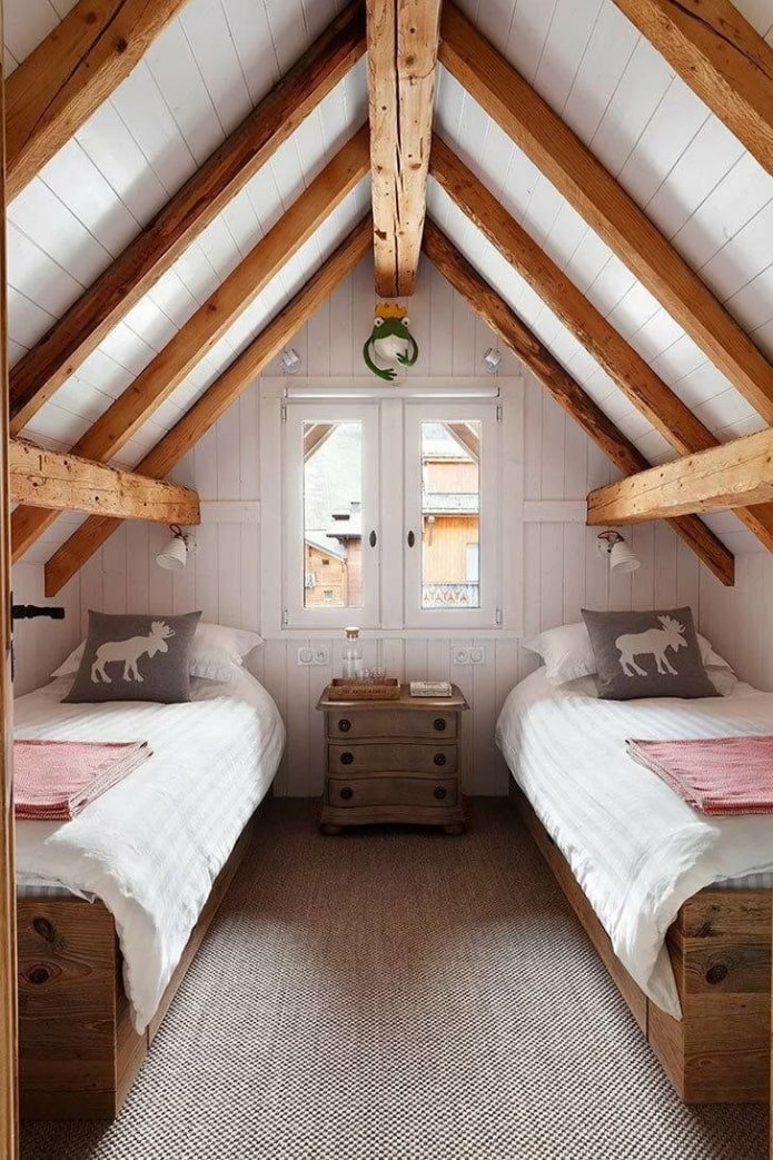 Dormitorio para dos niños en el ático