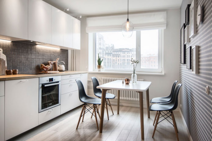 Superficie de cocina de 10 m² en estilo escandinavo