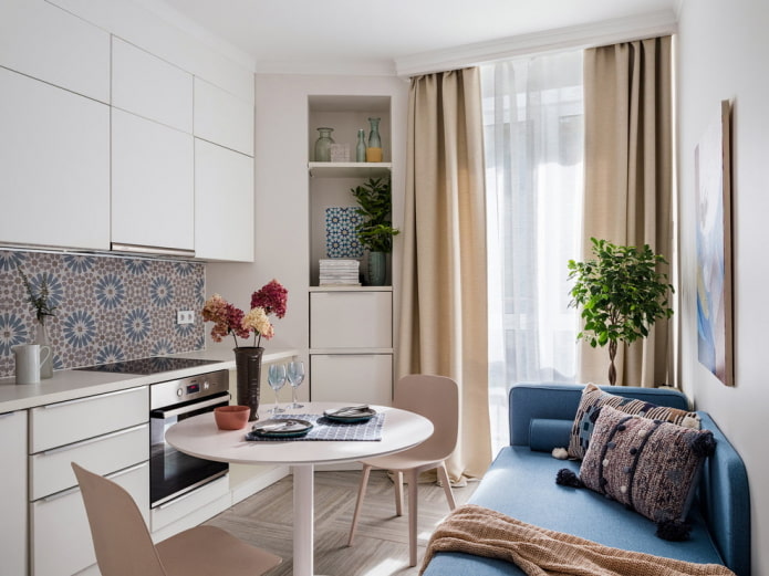 sofá en el interior de una cocina de 10 m²