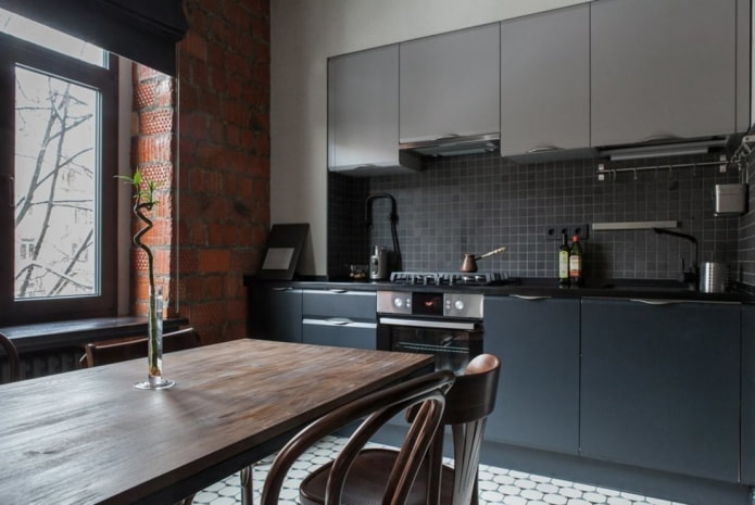 cocina oscura de 11 metros