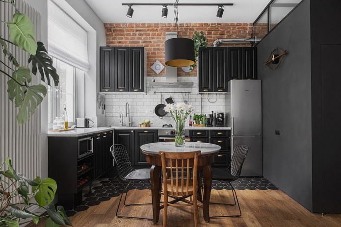 Pared de ladrillos para la cocina