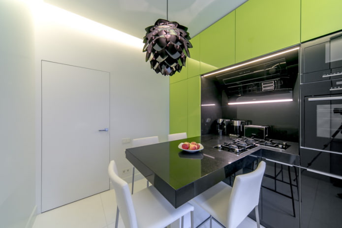 Cocina negra y verde
