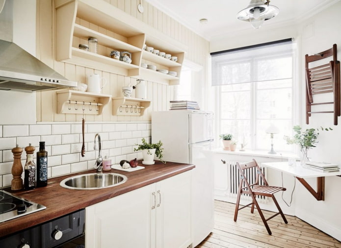 área de cocina de 6 metros cuadrados en estilo escandinavo
