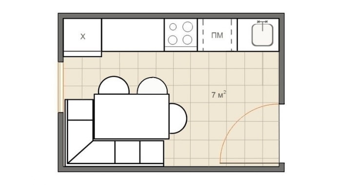 cocina recta de 7 m