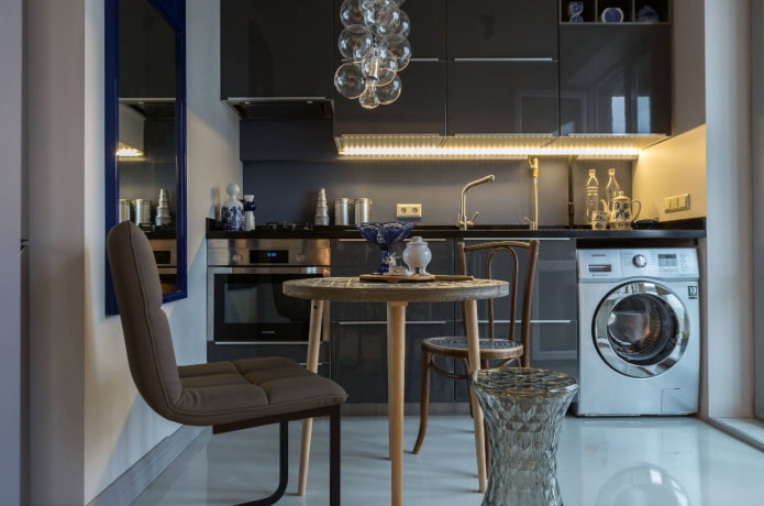 lavadora en una cocina de 8 m²