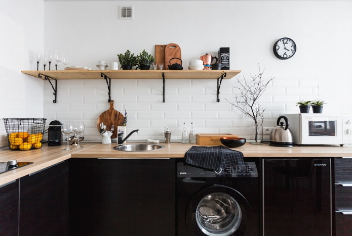 lavadora en una cocina de 8 m²