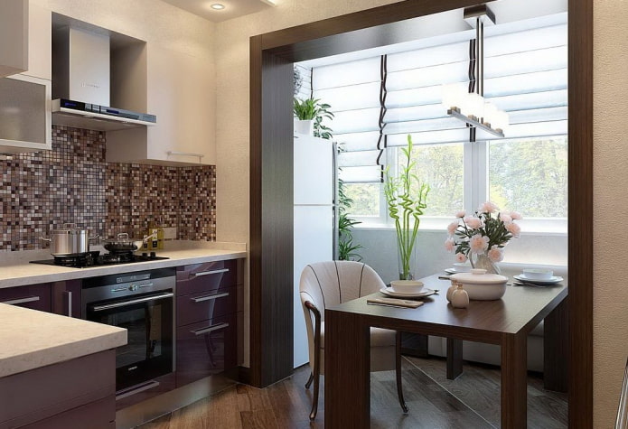 Interior de cocina de 8 m² con balcón