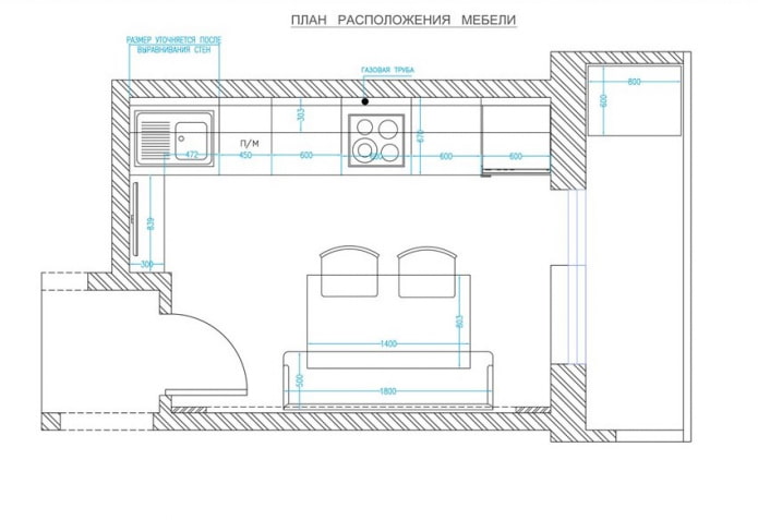Diseño de cocina con balcón de 9 metros cuadrados