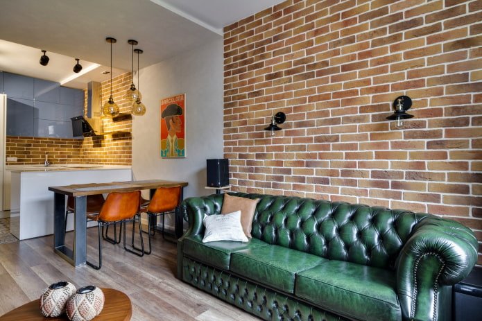 mobiliario cocina-salón de 17 metros cuadrados