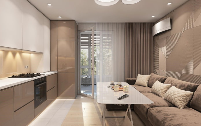 cocina-salón cuadrada de 17 m²