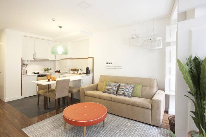 diseño de una cocina-salón de 17 metros cuadrados