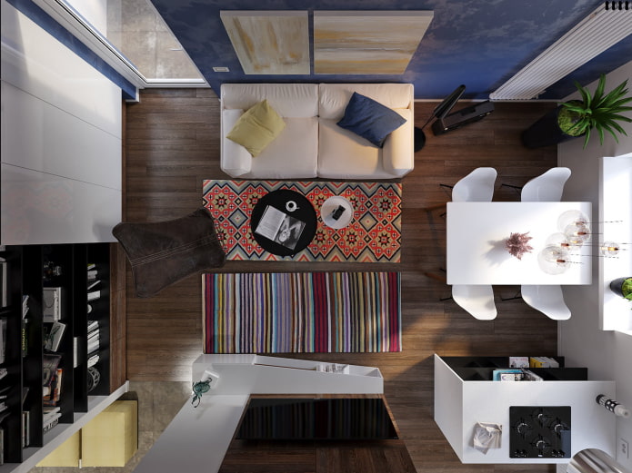 cocina-salón cuadrada de 17 m²