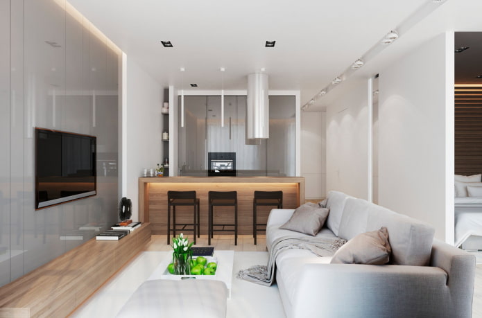 rectangular Cocina-salón de 20 metros cuadrados