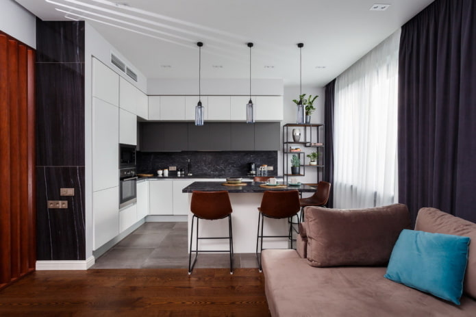 cocina-salón cuadrada de 20 m²