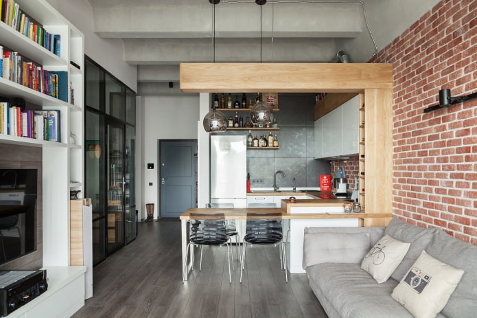 cocina-salón de estilo Estilo loft