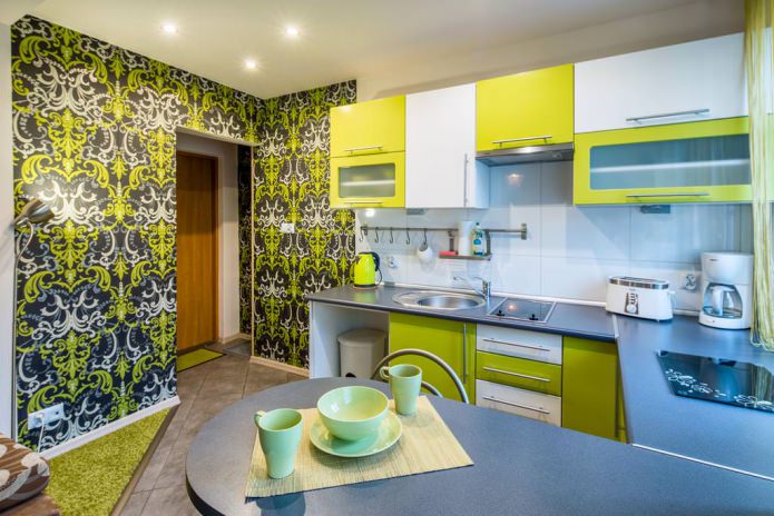 Papel pintado verde para cocinas