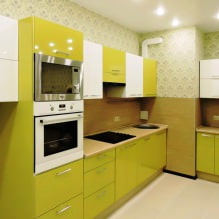 Diseño de cocina con papel pintado verde: 55 fotos modernas en el interior-1