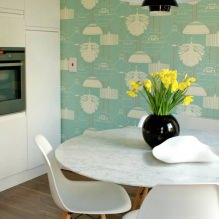 Diseño de cocina con Papel pintado verde: 55 fotos modernas de interiores - 13