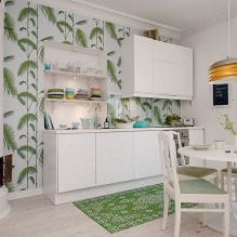 Diseño de cocina con papel pintado verde: 55 fotos modernas en el interior-9