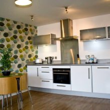 Diseño de cocina con papel pintado verde: 55 fotos modernas en el interior-14