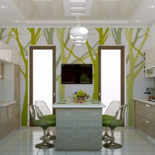 Diseño de cocina con papel pintado verde: 55 fotos modernas de interiores - 12