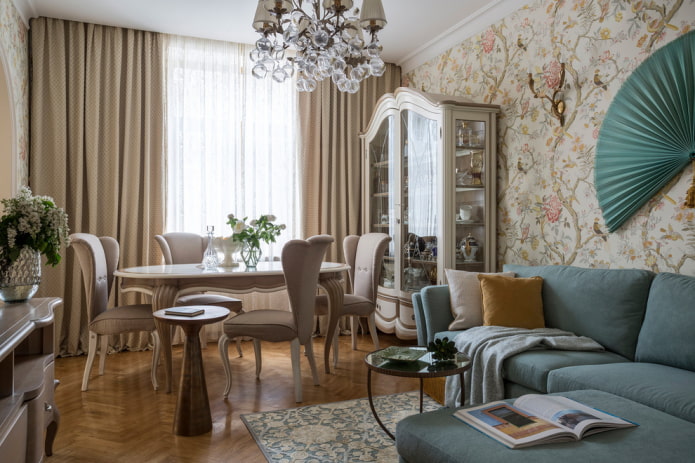 diseño interior de sala de estar-comedor