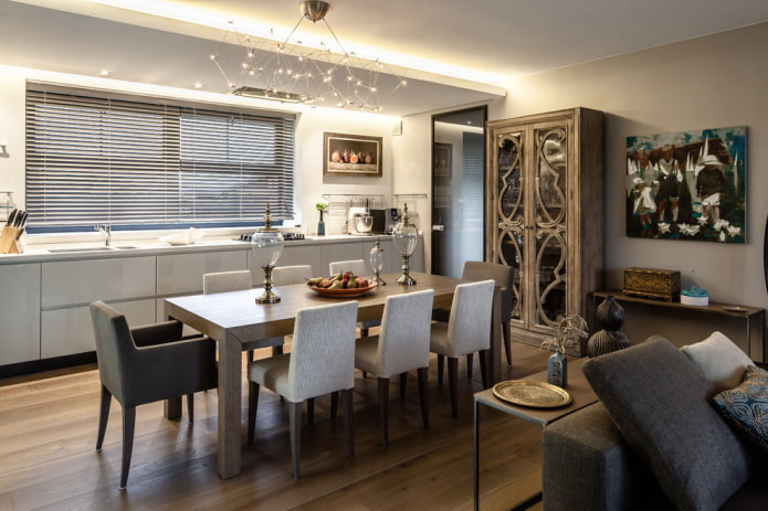 muebles en el interior de habitaciones combinadas