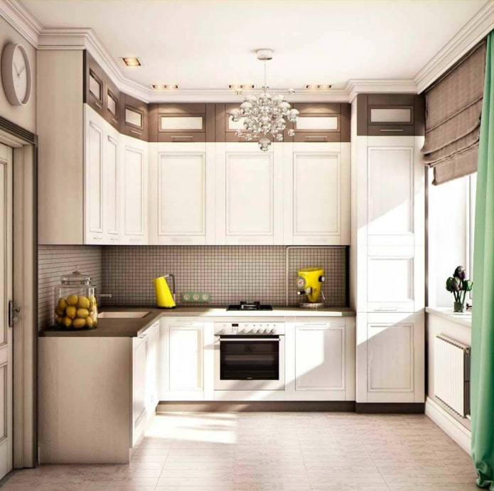 cocina en tonos blancos y marrones