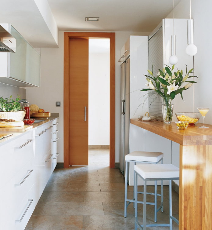 diseño lineal de la cocina
