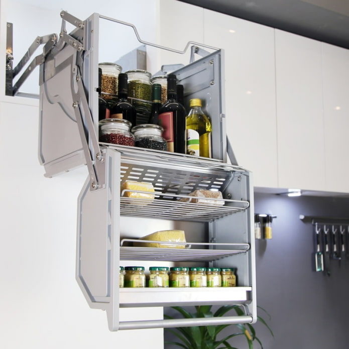 sistema de almacenamiento plegable en la cocina