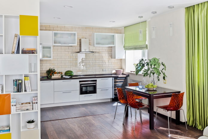 diseño de cocina en el interior de un apartamento de 100 metros cuadrados