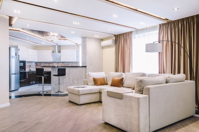 diseño de sala de estar en el interior de un apartamento de 100 metros cuadrados