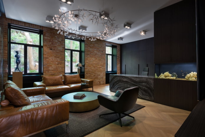 Interior de un apartamento de 100 metros cuadrados en estilo loft