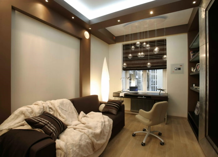 diseño de oficina en el interior de un apartamento de 100 metros cuadrados