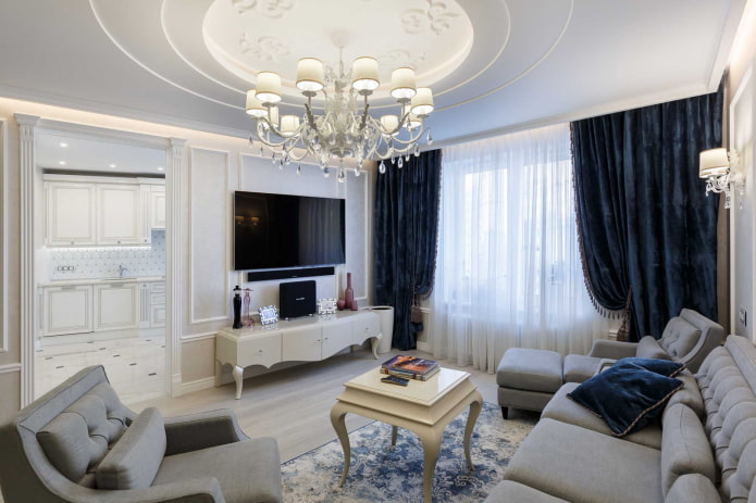 Interior de un apartamento de 100 metros cuadrados en estilo neoclásico