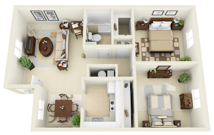 diseño de un apartamento de 100 metros cuadrados