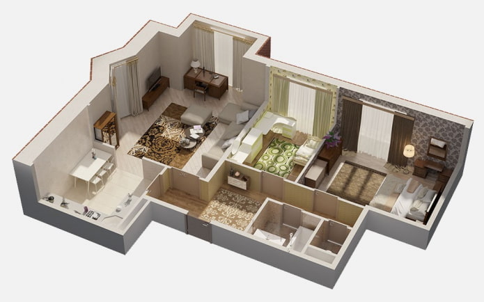 diseño de un apartamento de 100 metros cuadrados
