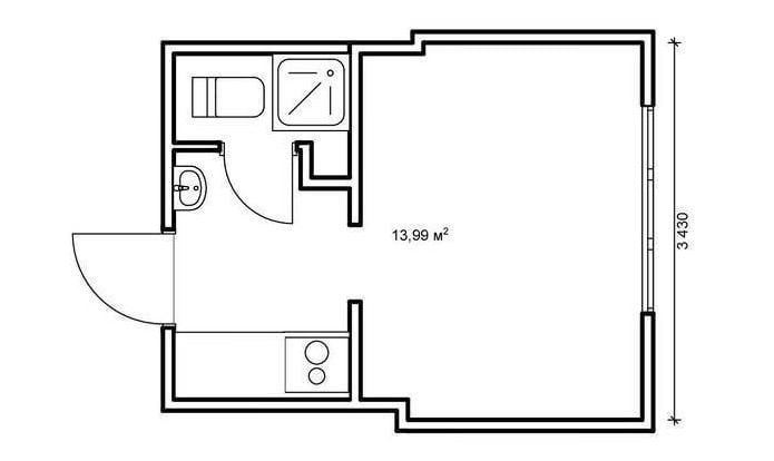 foto de un apartamento de 14 m²