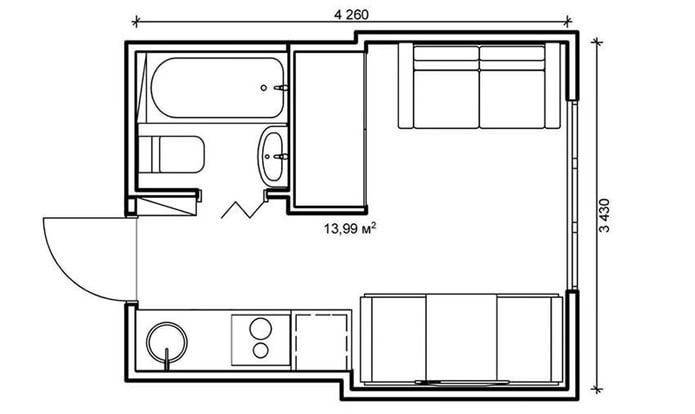 foto de un estudio de 14 m²