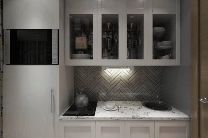 Foto del diseño de la cocina del estudio de 14 m².